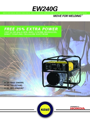 携帯式建築工事 溶接機ジェネレーター Ew240G パルス周波数 885