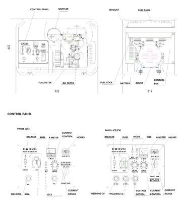 DCモーター KOVO EW320G グループ・オートノーム・デ・ソードージュ用のガソリン溶接発電機